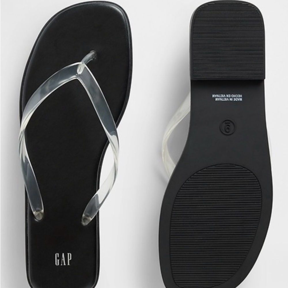 ISO: GAP Women’s Black Flip Flops with Clear Straps